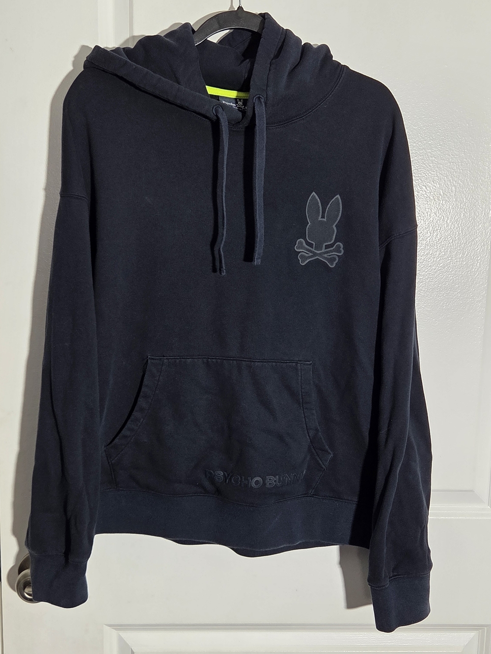 Psycho Bunny Men's Navy Blue Cotton Pullover Hoodie Medium Long Sleeve